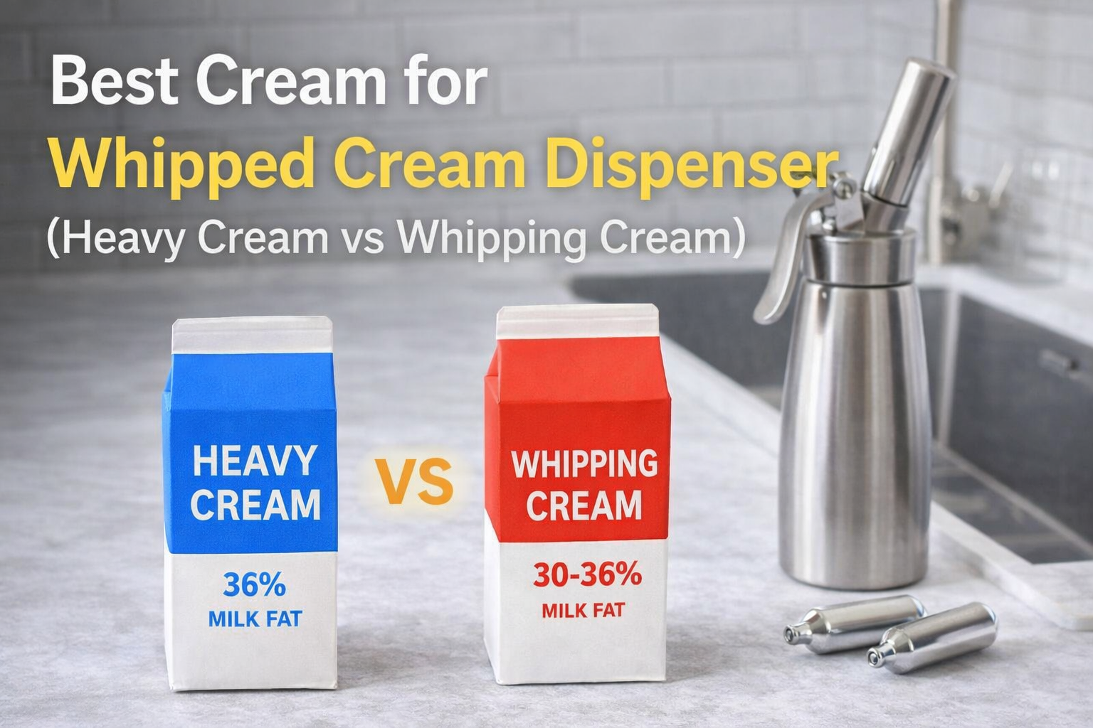 whipped cream dispenser making fresh whipped cream with heavy cream